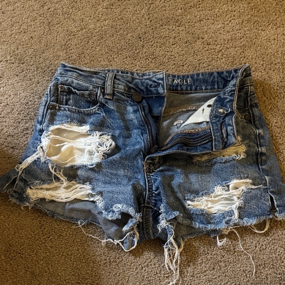 American Eagle ripped blue jean shorts